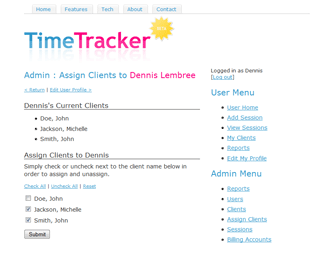 Assign Clients screen