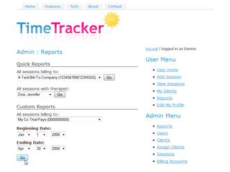 Reports screen