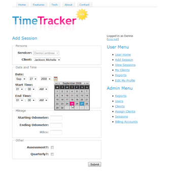 Add Session screen
